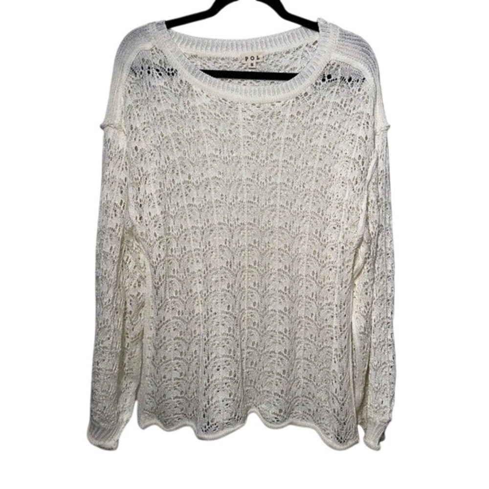 POL Open Knit Sweater Small Oversized Boho Ivory Lightweight PTP 27 NWOT